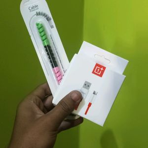 One Plus Data Cable + Protector