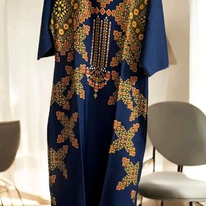 Pakistani Style Navy Print Long Kurta New