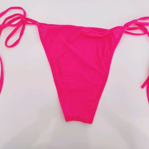 Pink Thong With Tie Ups