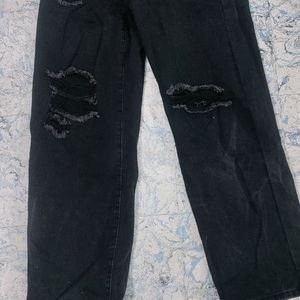 Urbanic Ripped Black Denim Boyfriend Jeans