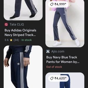 ADIDAS ORIGINAL NAVY STRIPED TRACK PANT