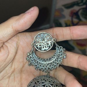 Beautiful Big Silver Oxidised Jhumkas/chandbalis