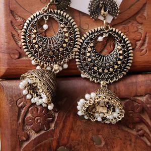 Bronze Colour Peacock Design Jhumka