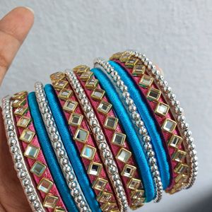 Silk Thread Kundan Bangles