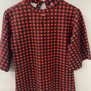 Woman’s Black N Red Checkered Top