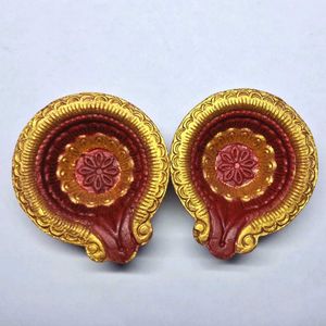 Golden & Red Color Diyas