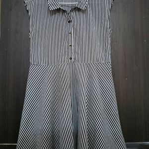 Navy Blue And White Striped Dress