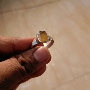 YELLOW SAPPHIRE (PUKHRAJ) RING IN PURE SILVER