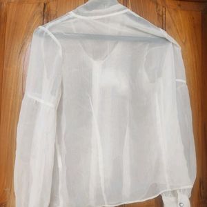 White Organza Shirt for Women