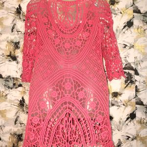 Pink Crochet Tunic 👗