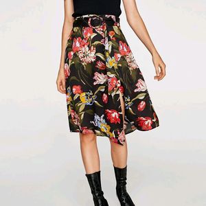 Zara Floral Midi Skirt