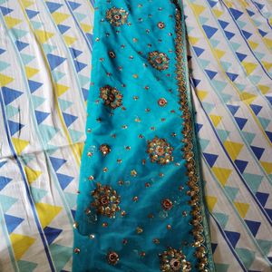 Greenish Blue Colour Net Saree