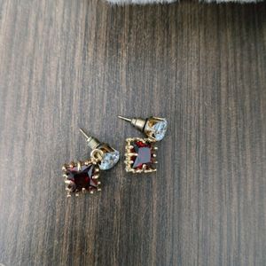 Red Gem Stone Earrings