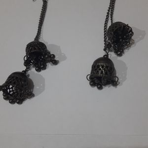 Black Oxidised Drop Earrings