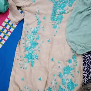 Chanderi Silk Embroidered Kurta With Dupatta