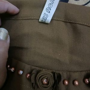 Stylish Brown Top In Xl Size With Beads