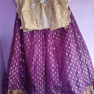 Jacket Style Blause With Banarasi Skirt