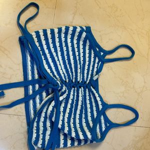 Blue crochet crop top