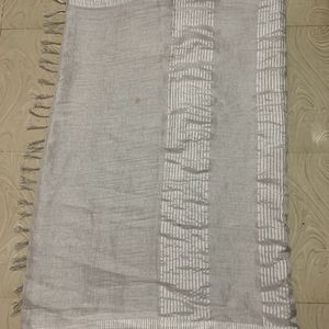 Silver Jari Linen Silk Saree