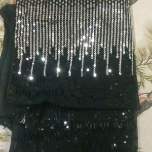 Black And Silver Sequence Saree