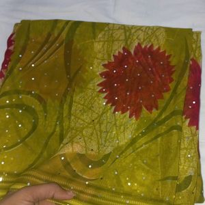 NEW OLIVE COLOURED PRINTED SAREE🍀