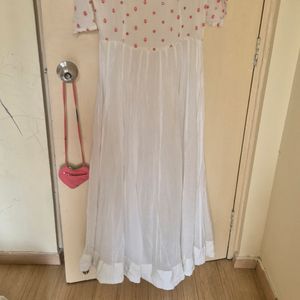 White Cotton ANARKALI