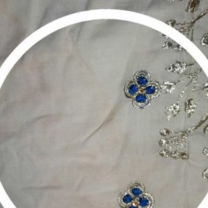 White And Blue Patiyala Suit