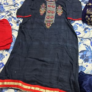 Blue Colour Heavy Embroidered Kurta