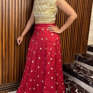 Red And Gold Heavy Work Lehenga