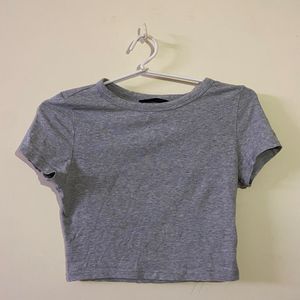 SHEIN basic grey crop top