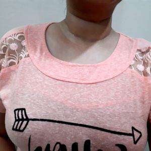 Peach Net Detailing Top