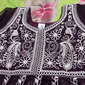 Party Wear Chikankari Embroidery Work Frock