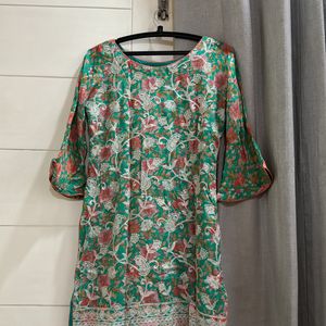 Koskii Sea Green Floral Print Sharara Set