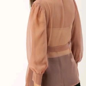 Sheer Shirt Style Party Wear Top