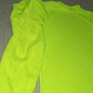 Neon Top With Fluffy Shoulders