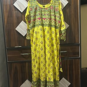 Yellow Anarkali With Freebie Of Your Choice