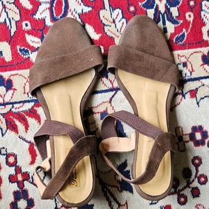 Brown Velvet Block Heel