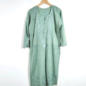 Sage Green Embroidered Kurta (Women's)