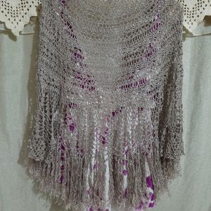 Combo Of Short Dress & Crochet Flared Srug