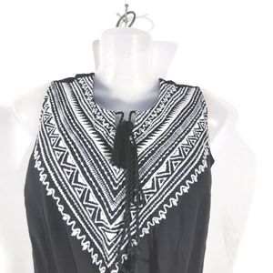 Black With White Embroidered Dress (Women's)