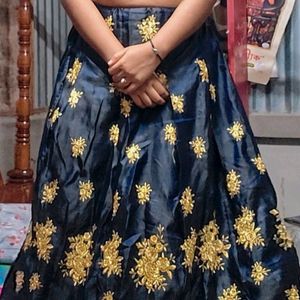 Women Beautiful Light Weight Navy Blue Lehenga