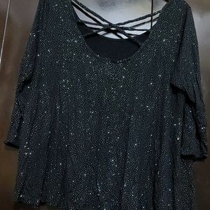 Black Shining Partywear Top For 38 Bust