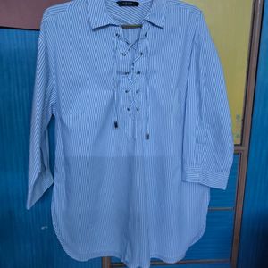 Stylish Shirt White With Blue Strap