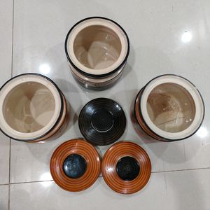 3 ceramic Jars With Lids