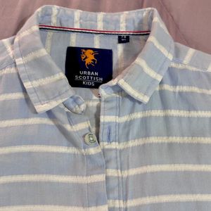 Urban Scottish Striped Skyblue Shirt For Boys