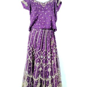 Purple Embroidery Printed Lehanga Choli (Women)