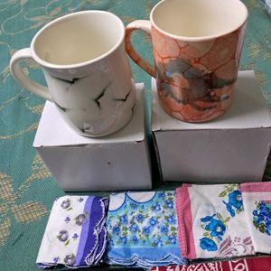 2 Mugs 6 Hankerchief And a Mask