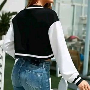 Crop White Bomber Jacket