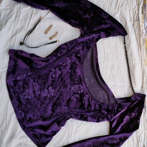 Whimsigoth 90s purple Velvet Top backless