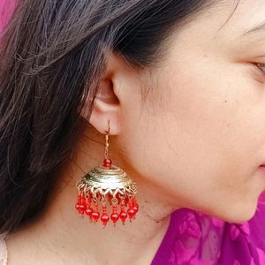 Red- Beaded Earrings